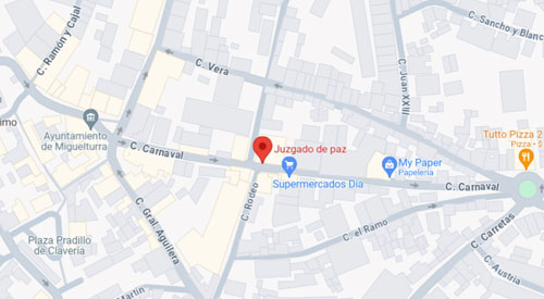 mapa Registro Civil Juzgado de Paz de Miguelturra